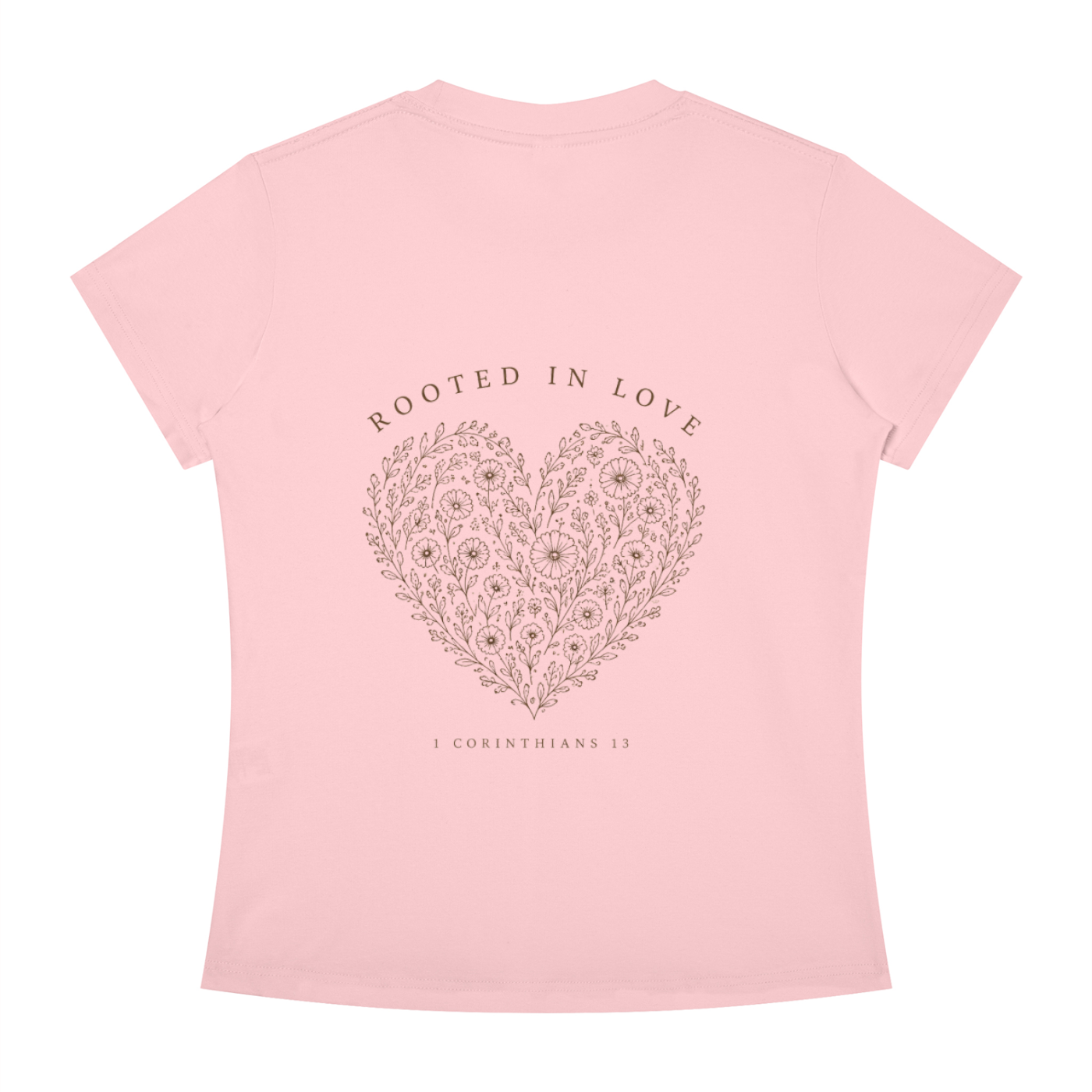 Rooted in Love Women's Floral Heart Tee – 1 Corinthians 13