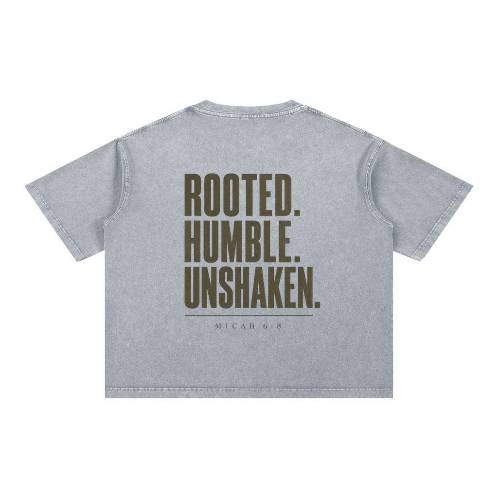 Rooted. Humble. Unshaken. Men’s Tee | Micah 6:8 Christian Shirt