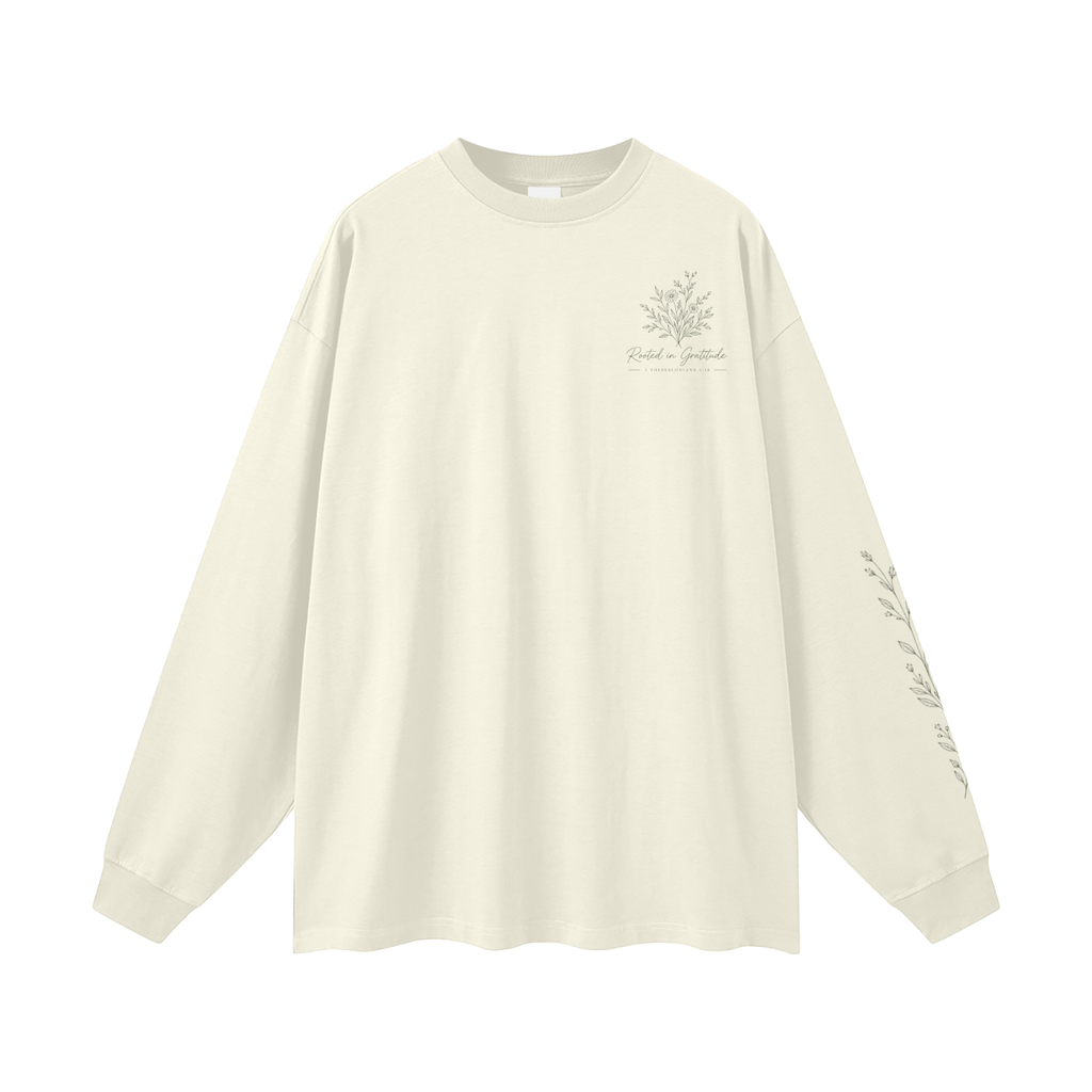 Rooted in Gratitude Women’s Long Sleeve Tee | 1 Thessalonians 5:18