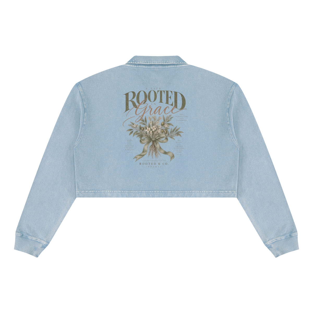 Rooted in Grace Cropped Collared Sweater | Lamentations 3:22–23