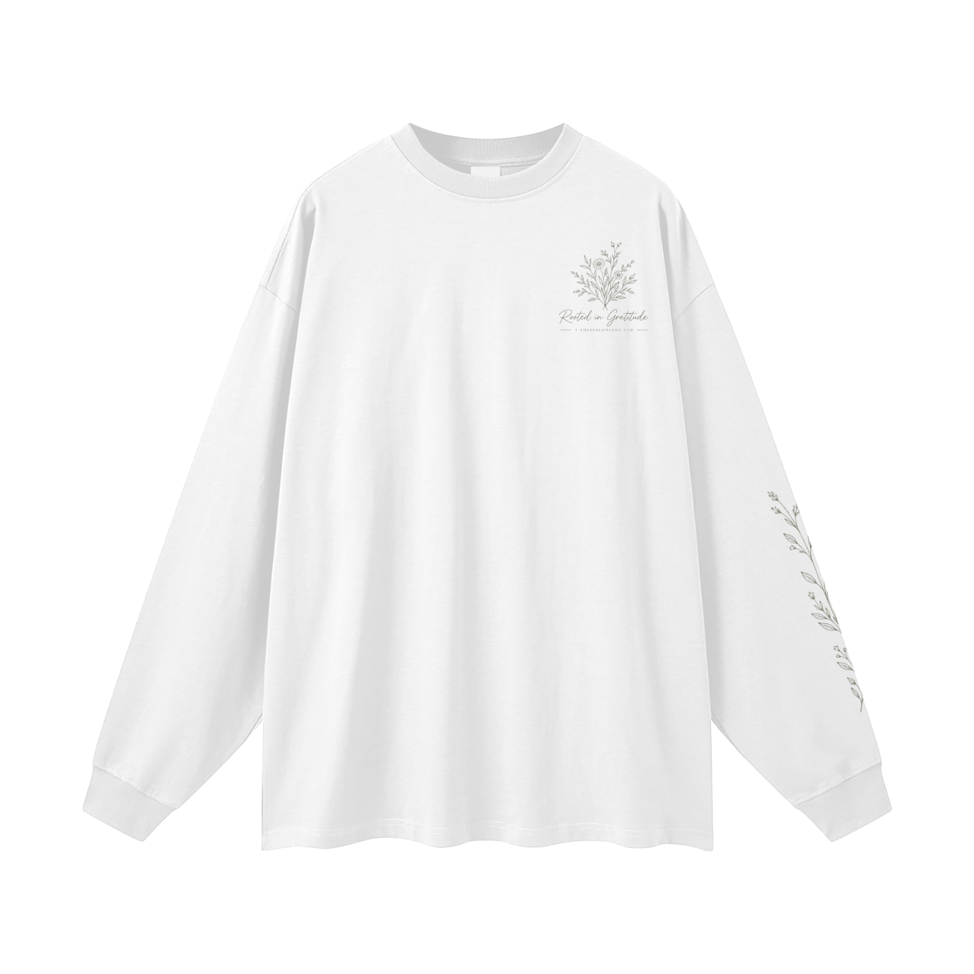 Rooted in Gratitude Women’s Long Sleeve Tee | 1 Thessalonians 5:18