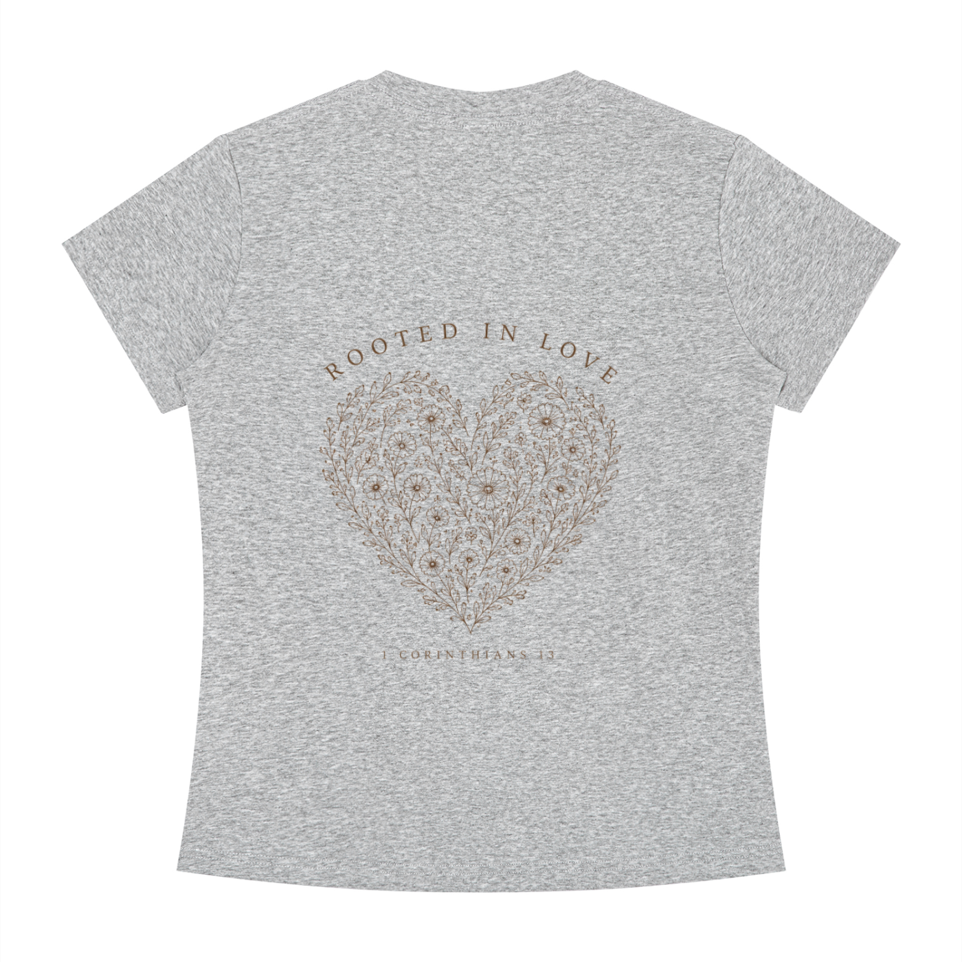Rooted in Love Women's Floral Heart Tee – 1 Corinthians 13