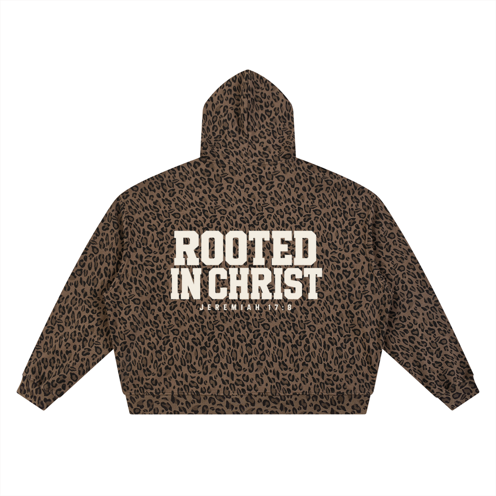 Rooted in Christ Leopard Zip Hoodie
