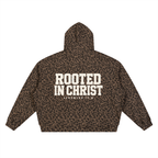 Rooted in Christ Leopard Zip Hoodie