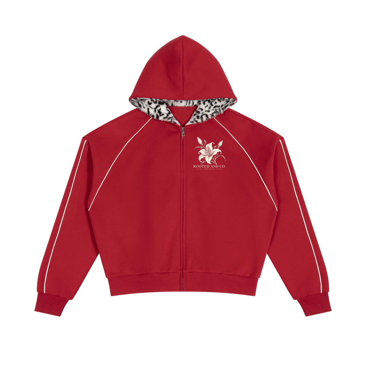 Surrounded by His Goodness | Women's Leopard-Lined Zip-Up Hoodie