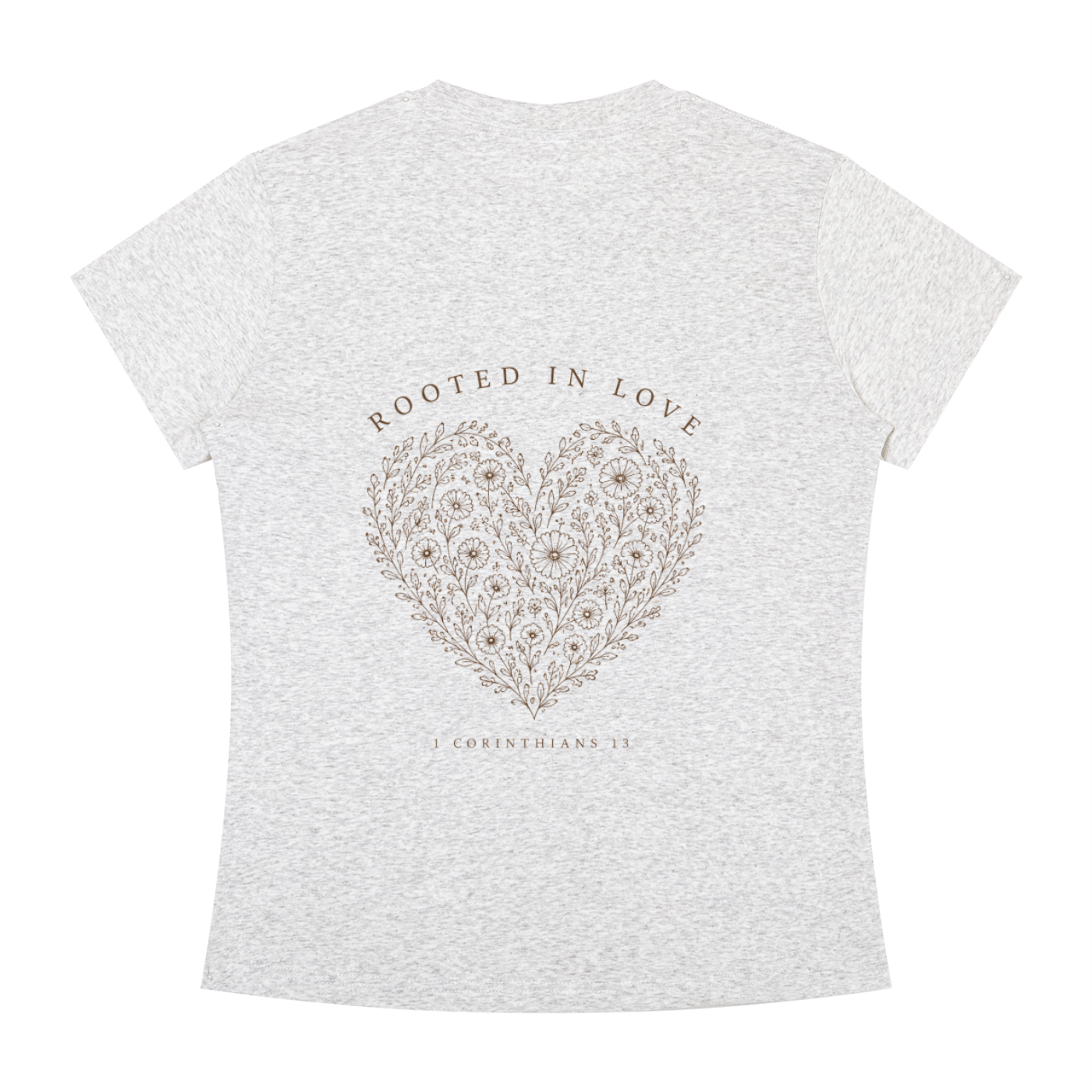 Rooted in Love Women's Floral Heart Tee – 1 Corinthians 13