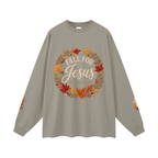 Fall for Jesus — He Never Leaves | Women’s Christian Fall Sweatshirt