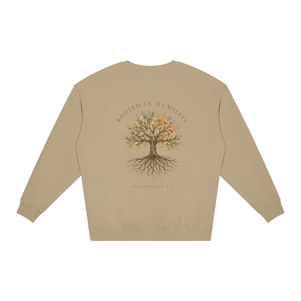 Rooted in Humility Women’s Oversized Crewneck | Philippians 2:3 Christian Sweatshirt