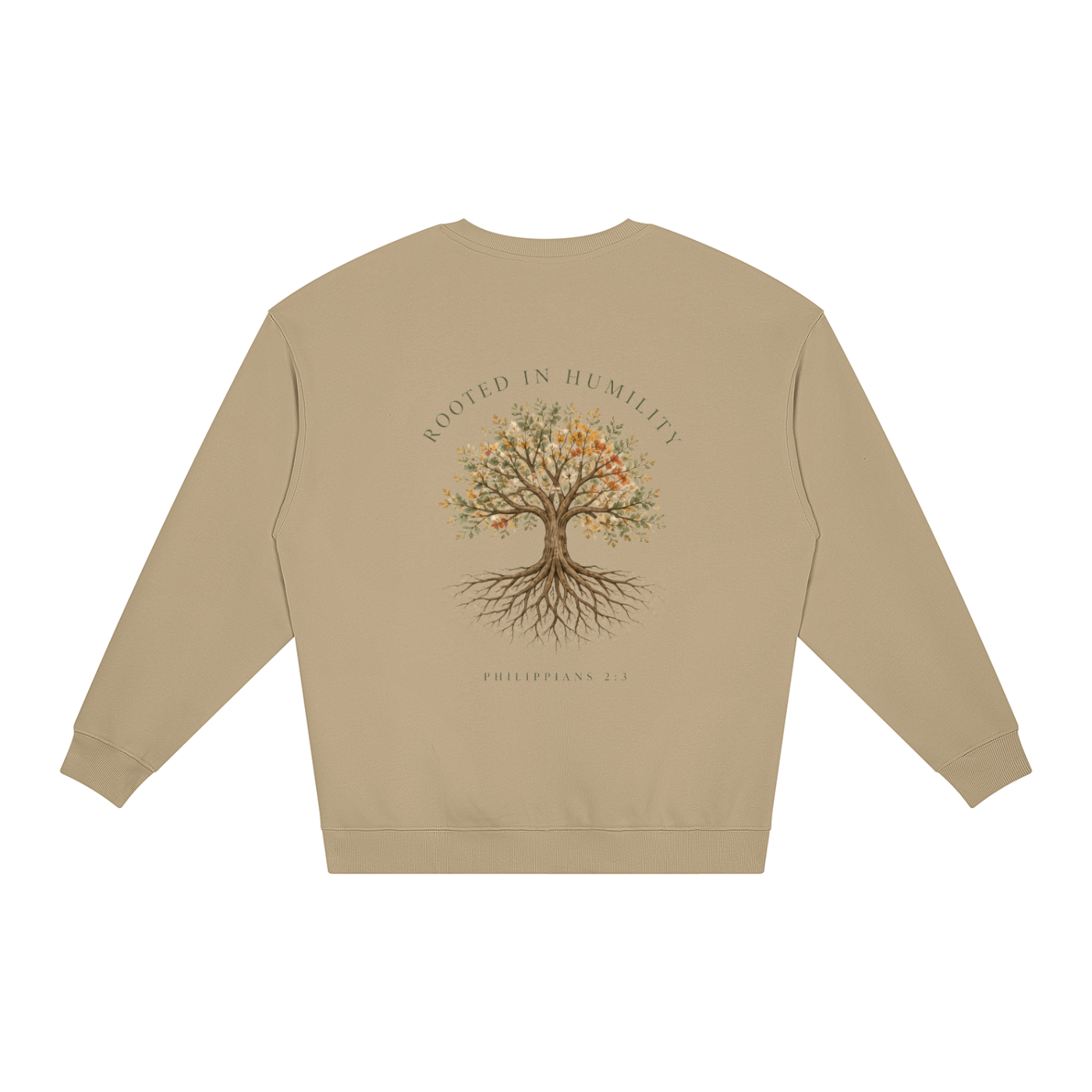 Rooted in Humility Women’s Oversized Crewneck | Philippians 2:3 Christian Sweatshirt