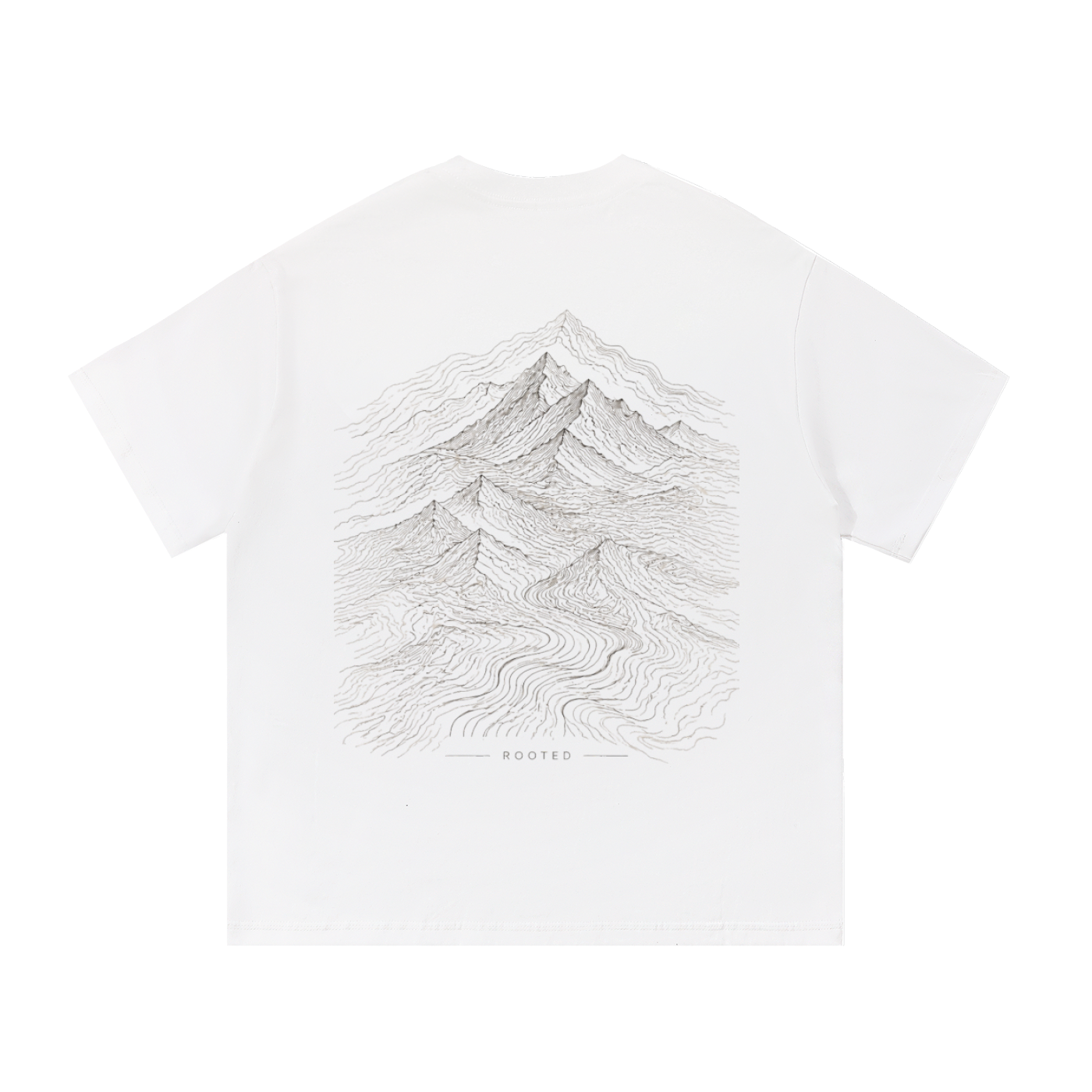 Rooted Topographic Mountain Men’s Tee | Minimal Christian Outdoor Shirt