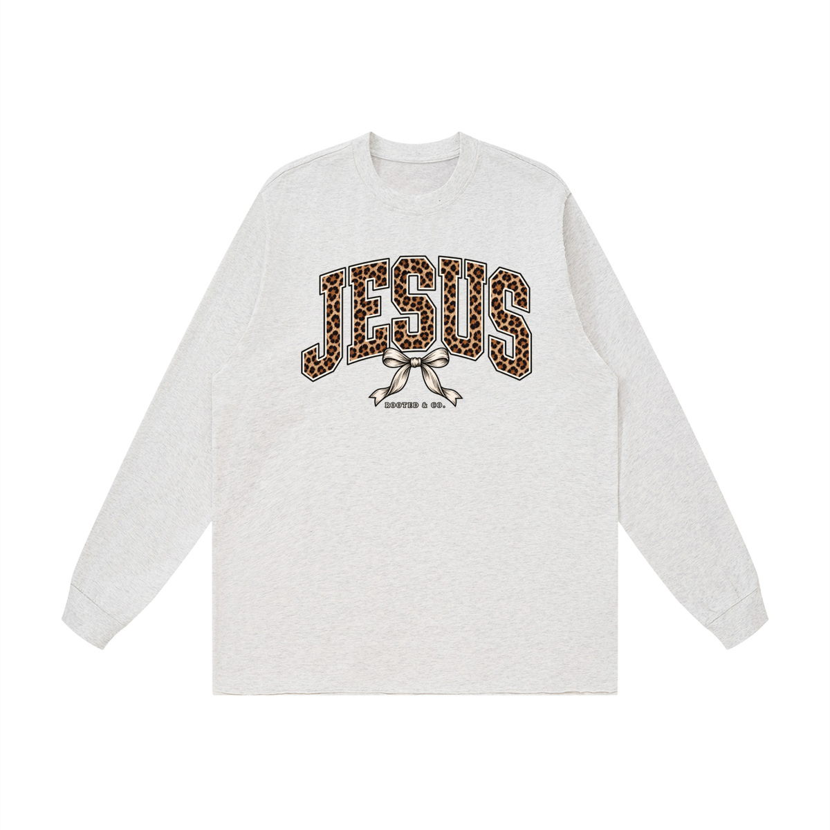 Jesus Leopard Bow Women’s Long Sleeve | Rooted & Co.