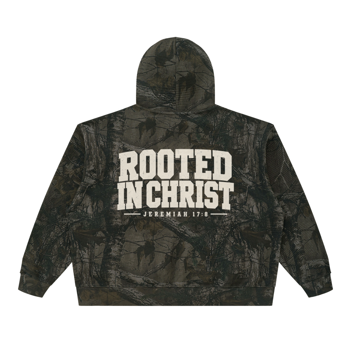 Rooted in Christ | Men's Waffle Knit Camo Hoodie