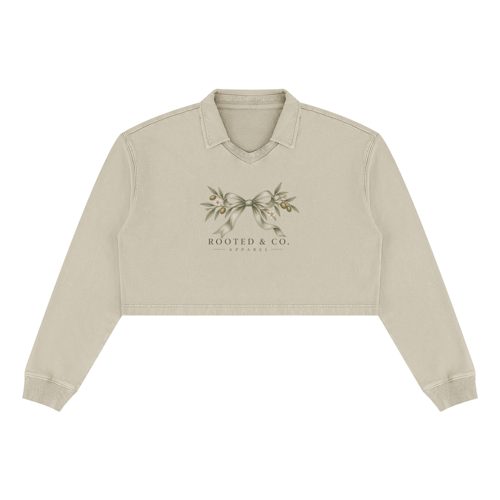 Rooted in Grace Cropped Collared Sweater | Lamentations 3:22–23