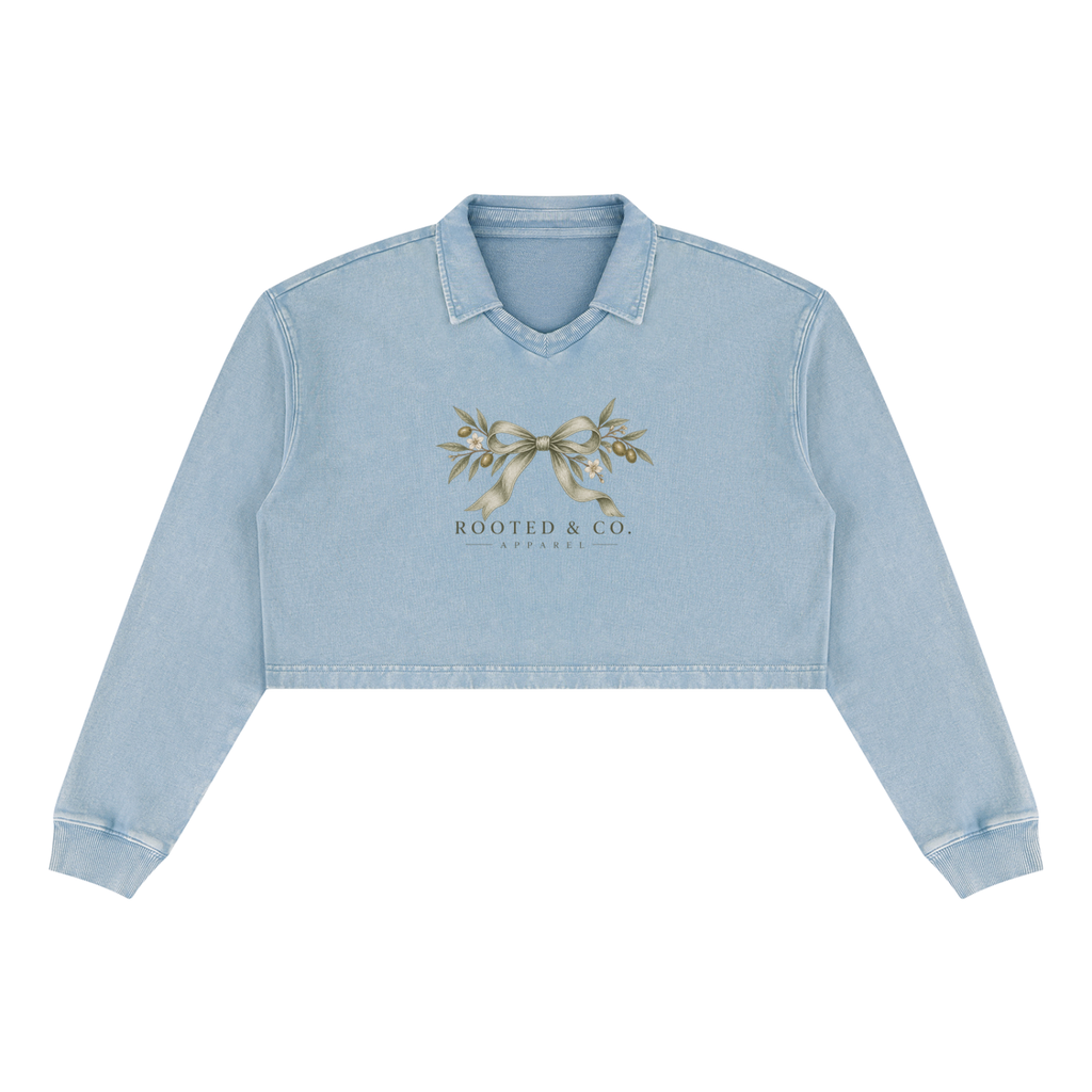 Rooted in Grace Cropped Collared Sweater | Lamentations 3:22–23