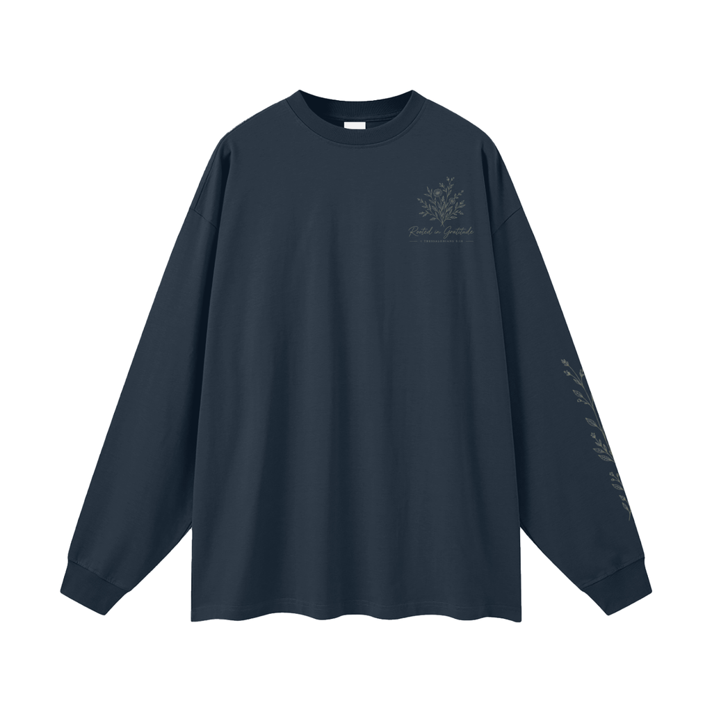 Rooted in Gratitude Women’s Long Sleeve Tee | 1 Thessalonians 5:18