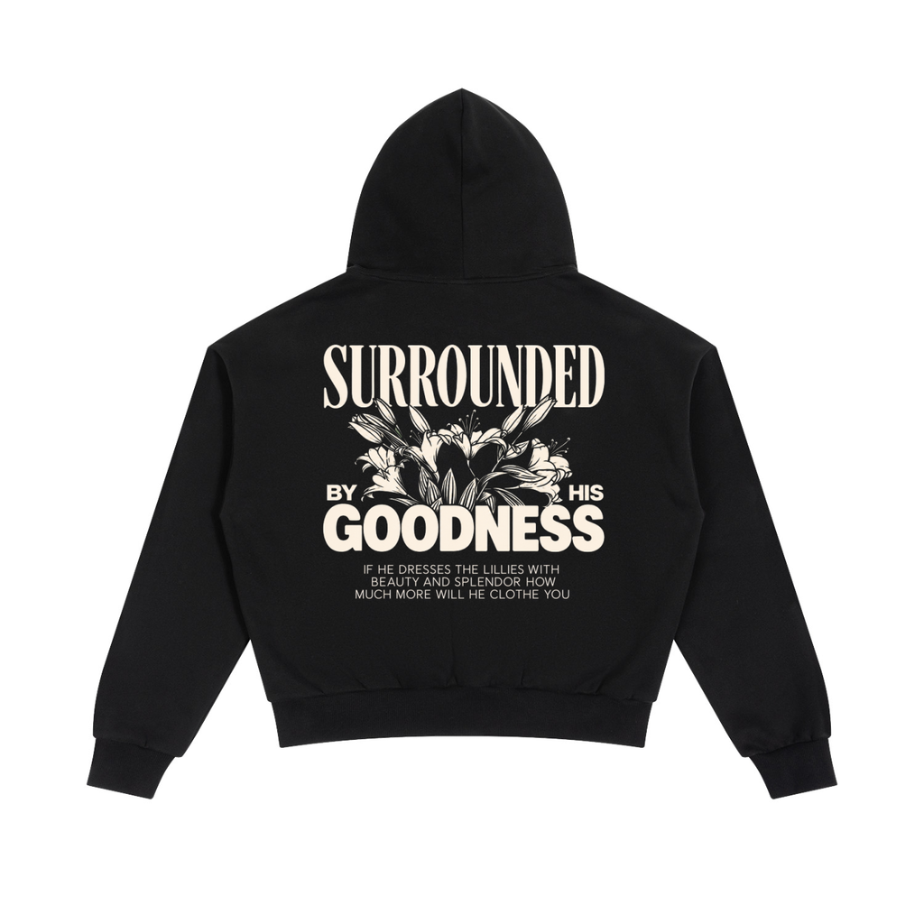 Surrounded by His Goodness | Women's Leopard-Lined Zip-Up Hoodie