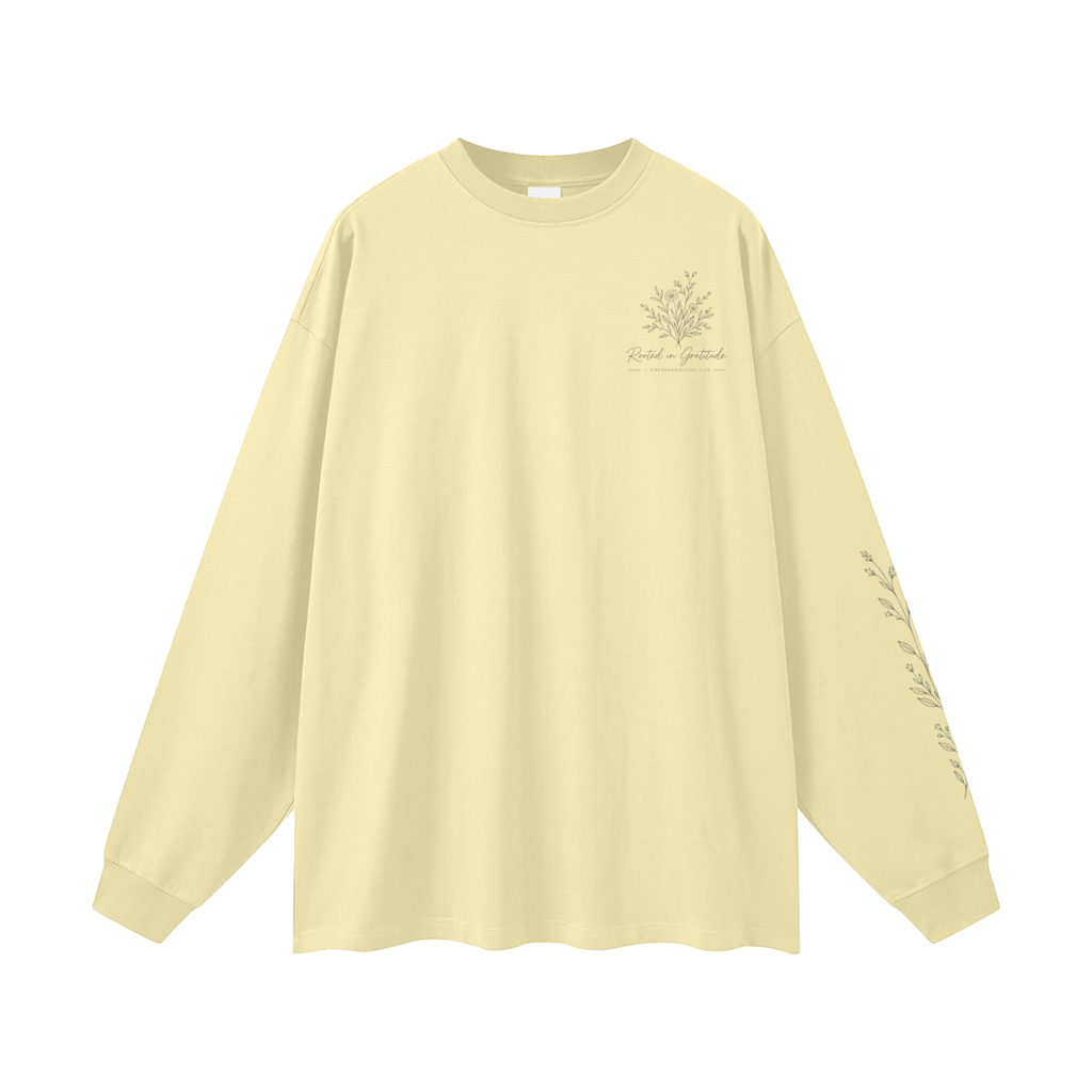 Rooted in Gratitude Women’s Long Sleeve Tee | 1 Thessalonians 5:18