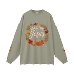 Fall for Jesus — He Never Leaves | Women’s Christian Fall Sweatshirt