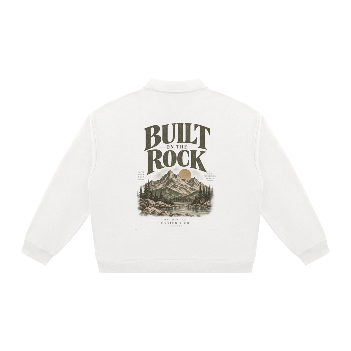 Built on the Rock Collared Sweater | Matthew 7:24