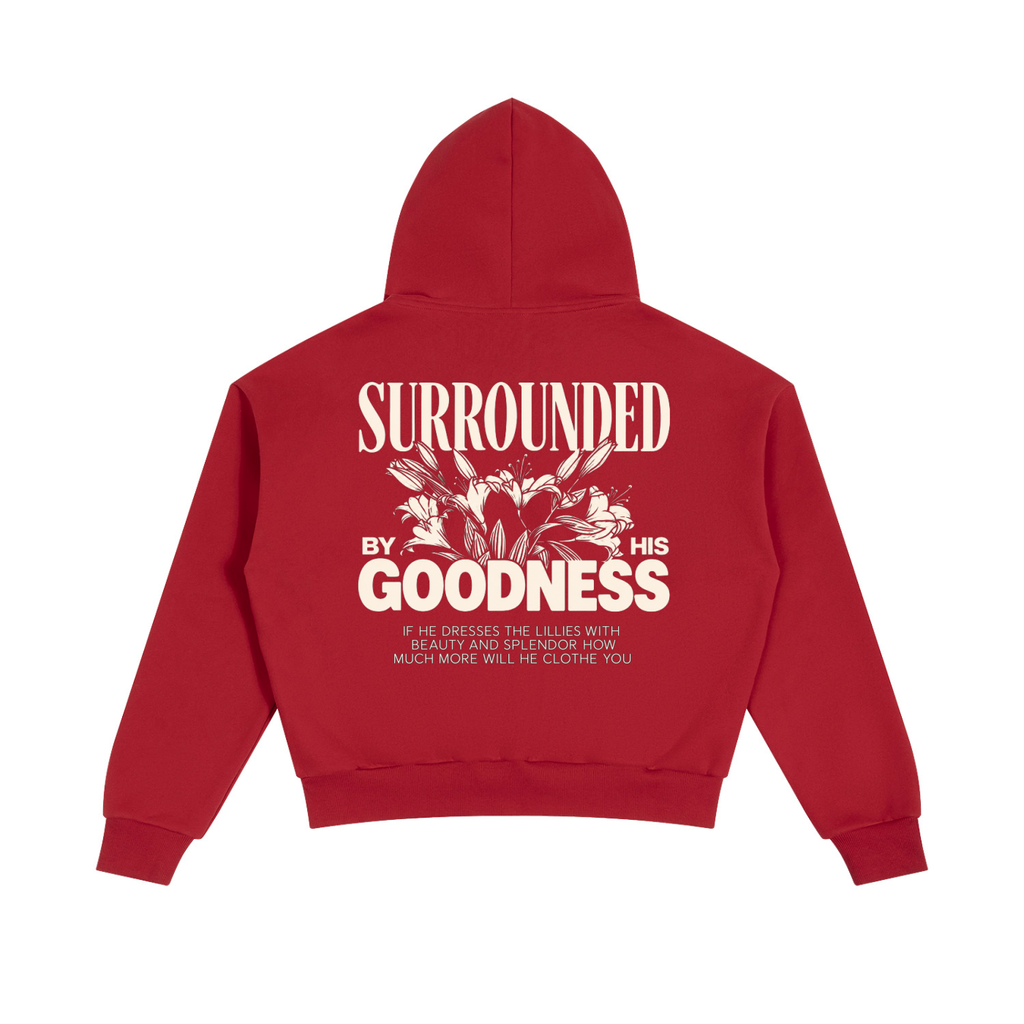 Surrounded by His Goodness | Women's Leopard-Lined Zip-Up Hoodie