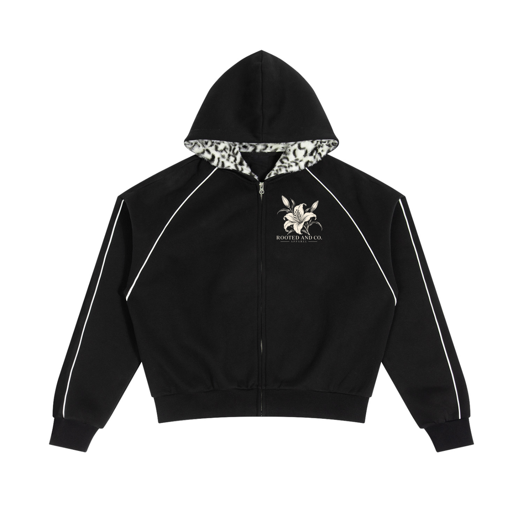 Surrounded by His Goodness | Women's Leopard-Lined Zip-Up Hoodie