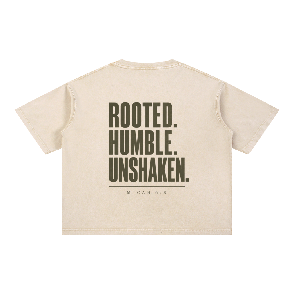 Rooted. Humble. Unshaken. Men’s Tee | Micah 6:8 Christian Shirt