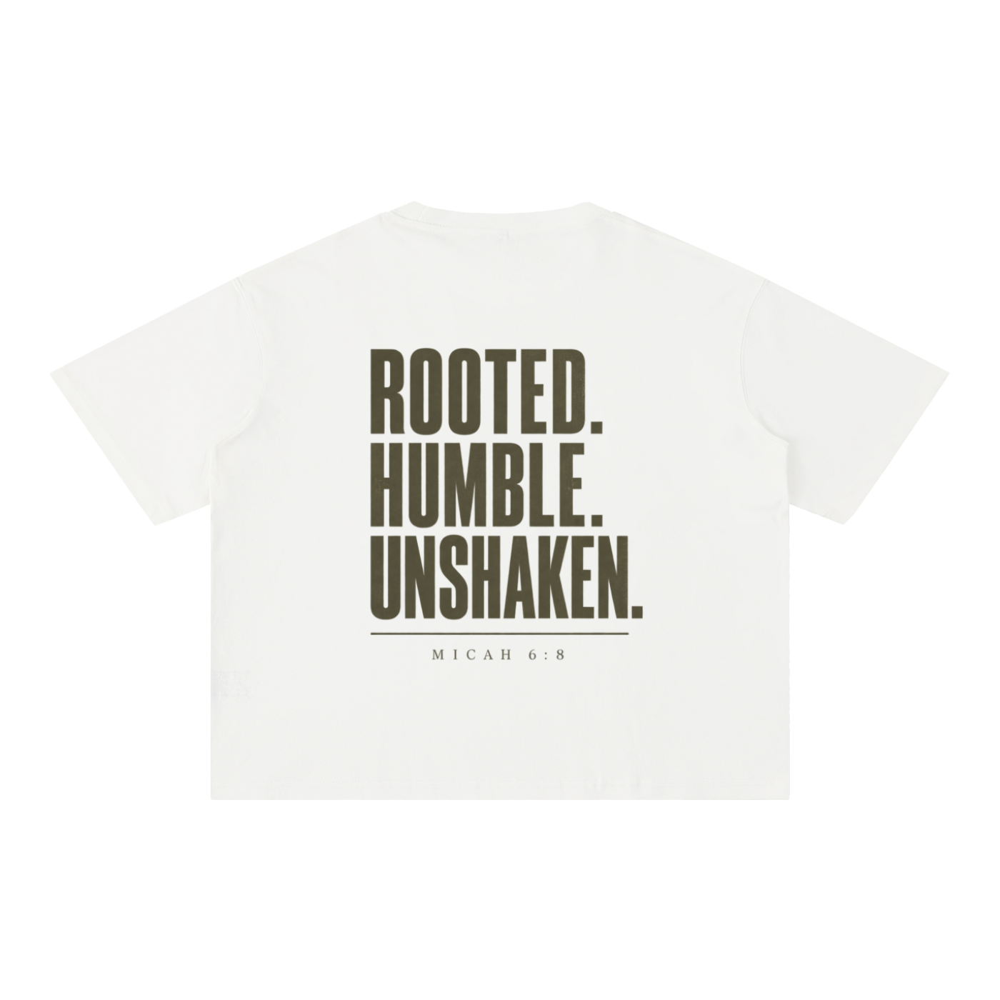 Rooted. Humble. Unshaken. Men’s Tee | Micah 6:8 Christian Shirt