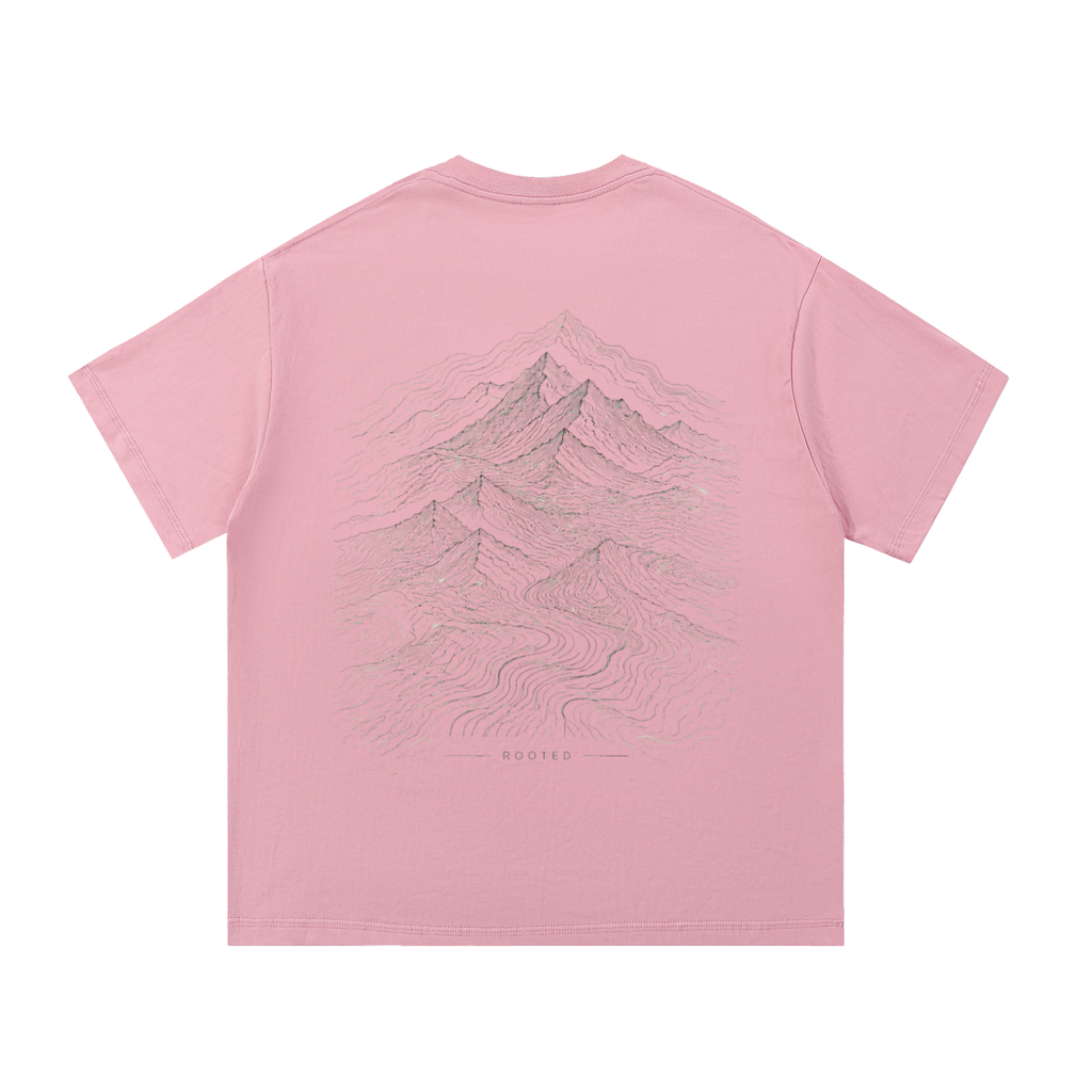 Rooted Topographic Mountain Men’s Tee | Minimal Christian Outdoor Shirt